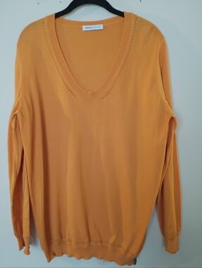 See by Chloe 100% Cotton Oversized V Neck Sweater in Tangerine Size 6